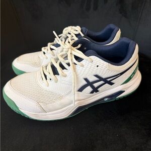 Asics White Navy Green Retro Athletic Sneakers